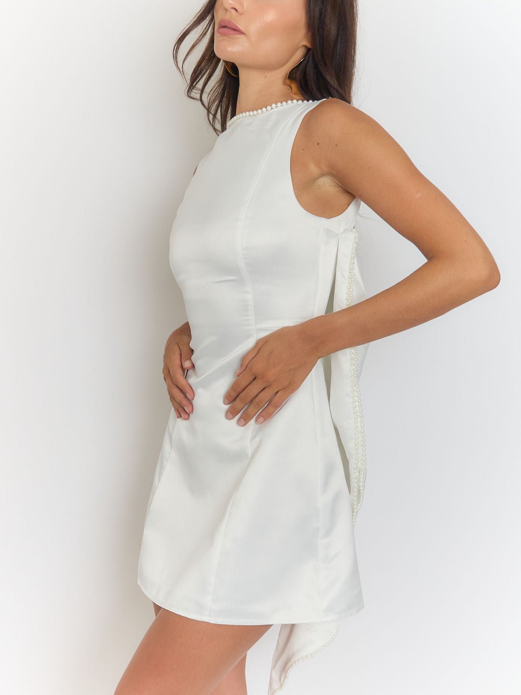 Pearl Vivian Bow Backless Mini Dress