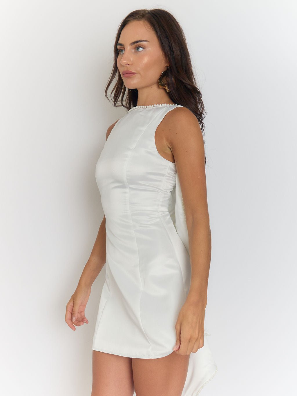 Pearl Vivian Bow Backless Mini Dress