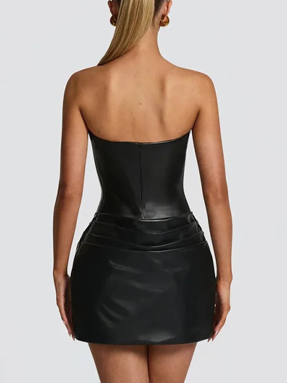 Ruched Vivienne Faux Leather Mini Dress