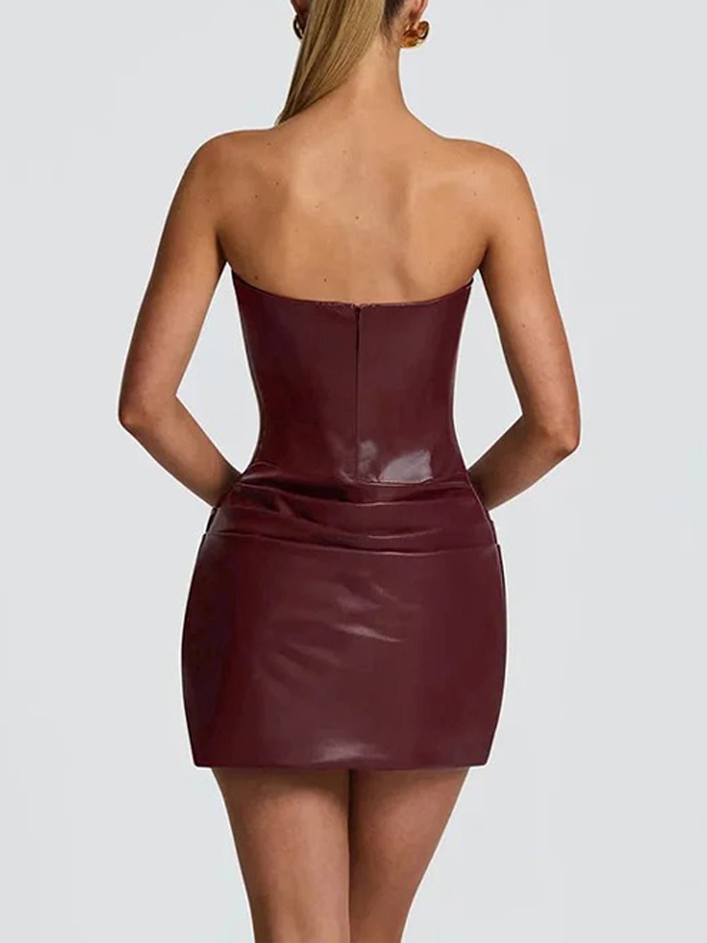 Ruched Vivienne Faux Leather Mini Dress