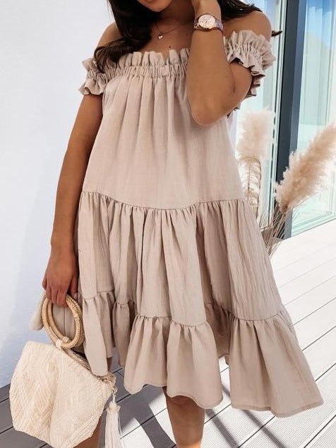 One Loose Word Collar Ruffle Dress
