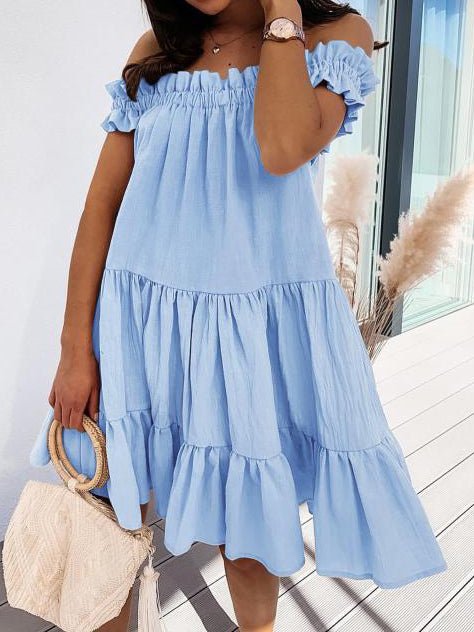 One Loose Word Collar Ruffle Dress