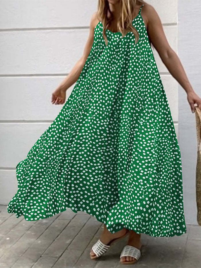 Classic Print Sling Sleeveless Dress