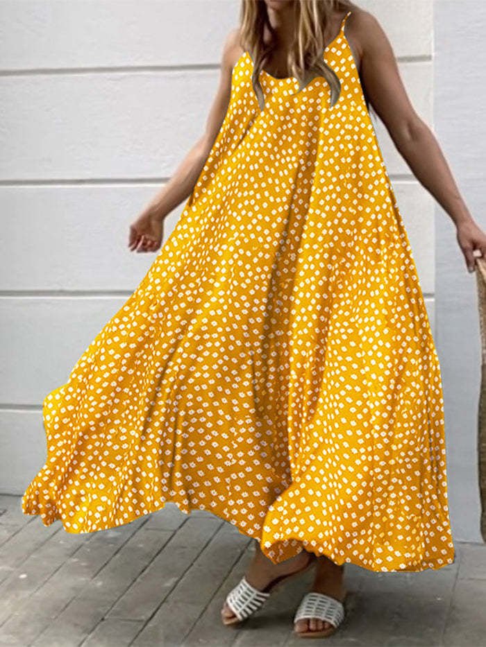 Classic Print Sling Sleeveless Dress
