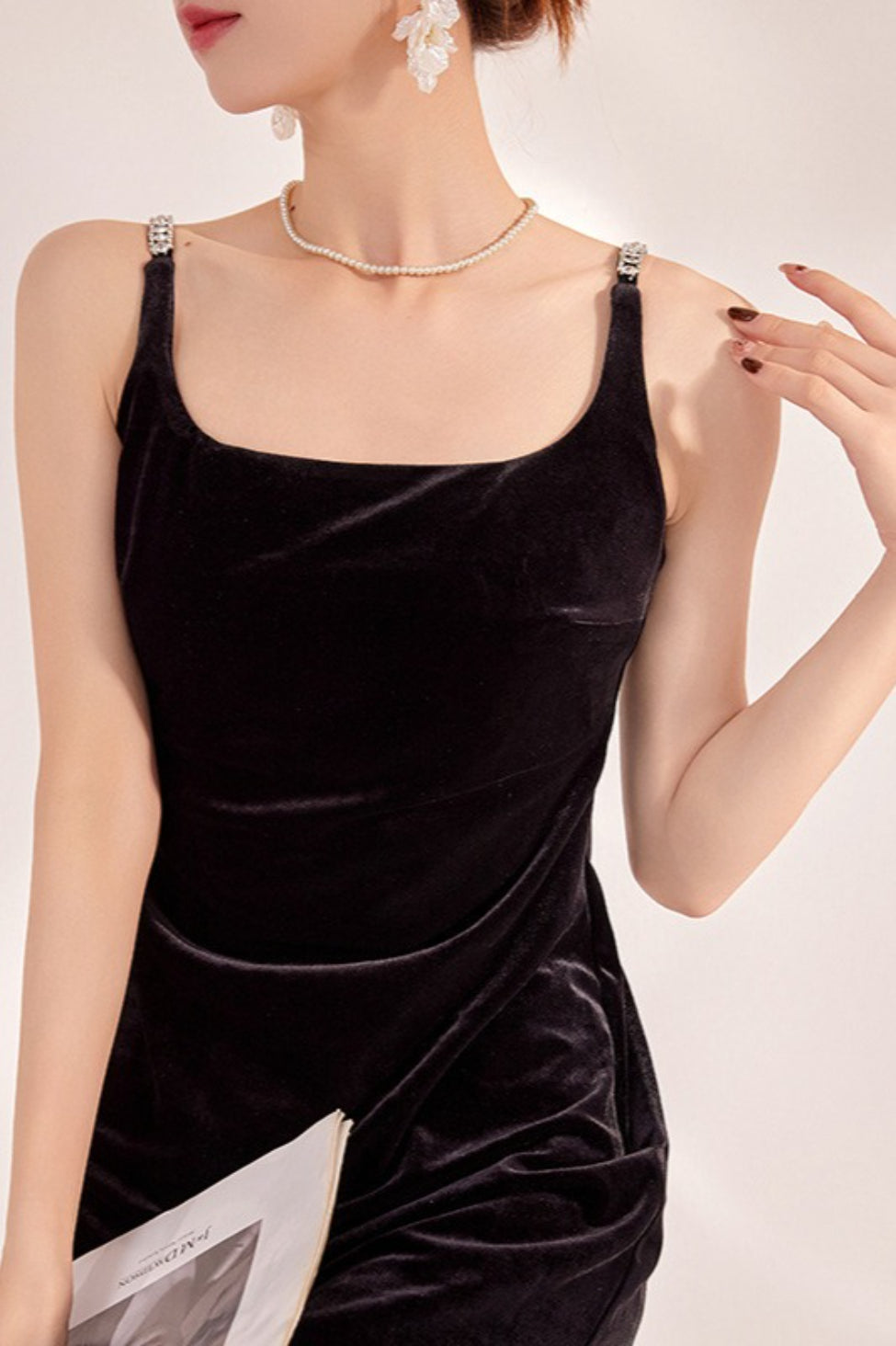 Attractive Velvet Strappy Backless Maxi Dress