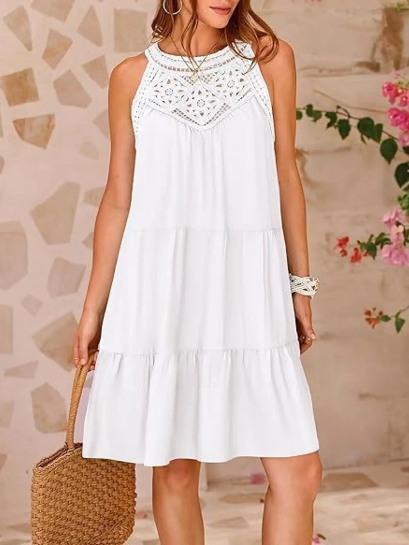 Minimalist Desiree Sleeveless Lace Mini Dress Elevated Occasion Wear