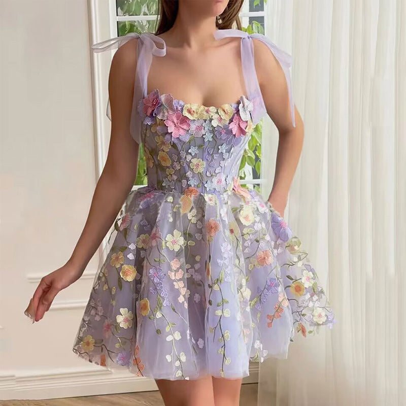 Embroidery Flower Corset Dress