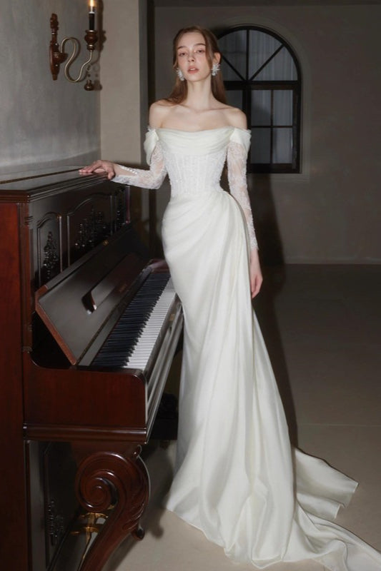 Graceful Off Shoulder Lace Wedding Dress