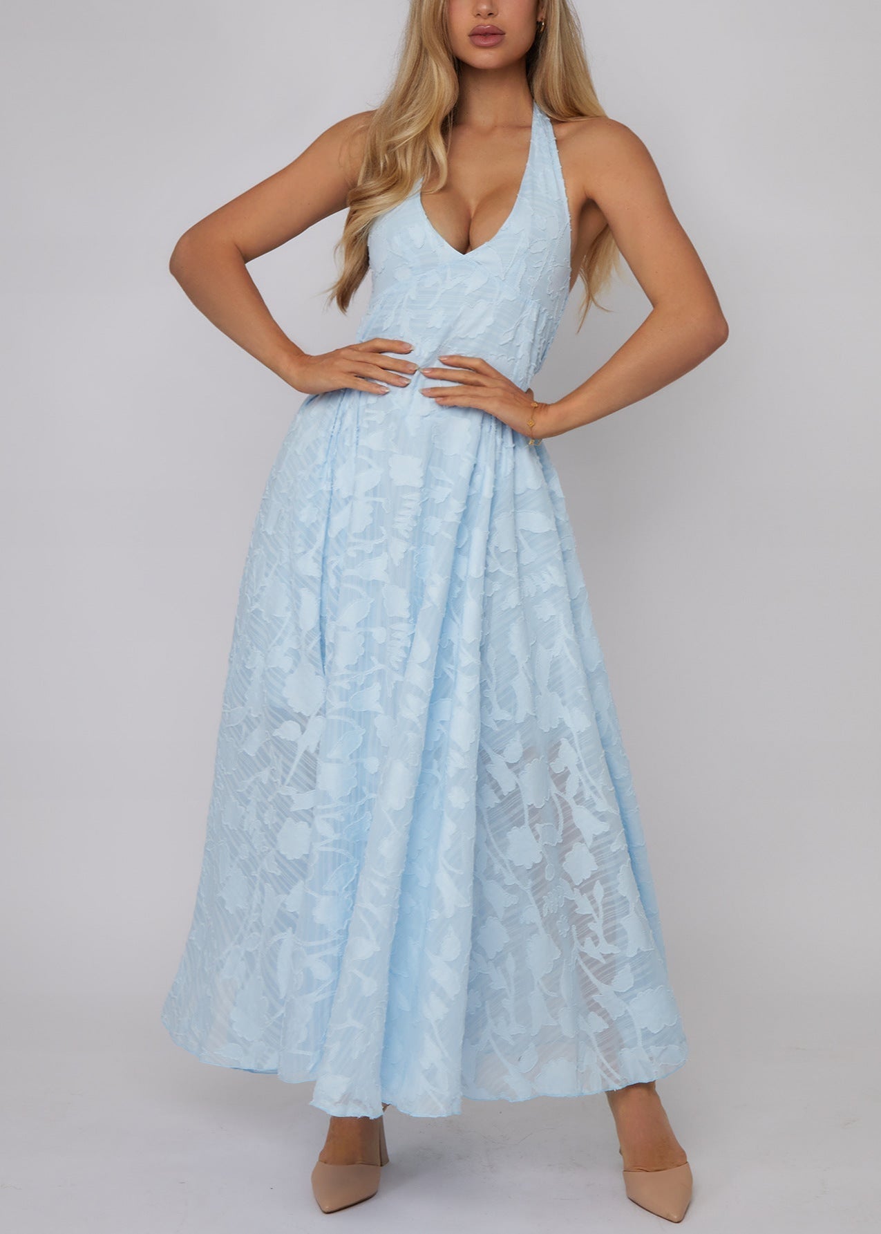 Halter Celeste Lace Maxi Dress