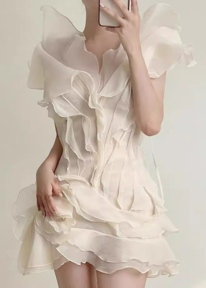 - Aurelia Ruffled Organza Mini Dress