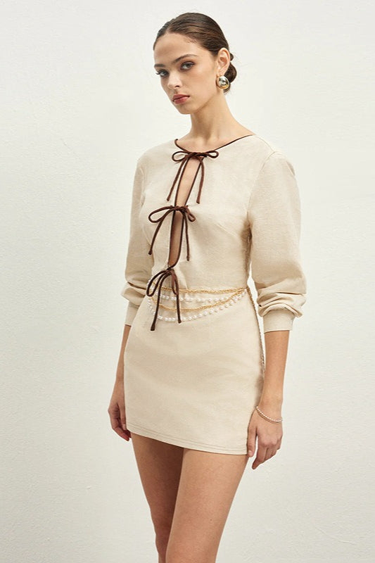 Up Lace Cutout Back Mini Dress