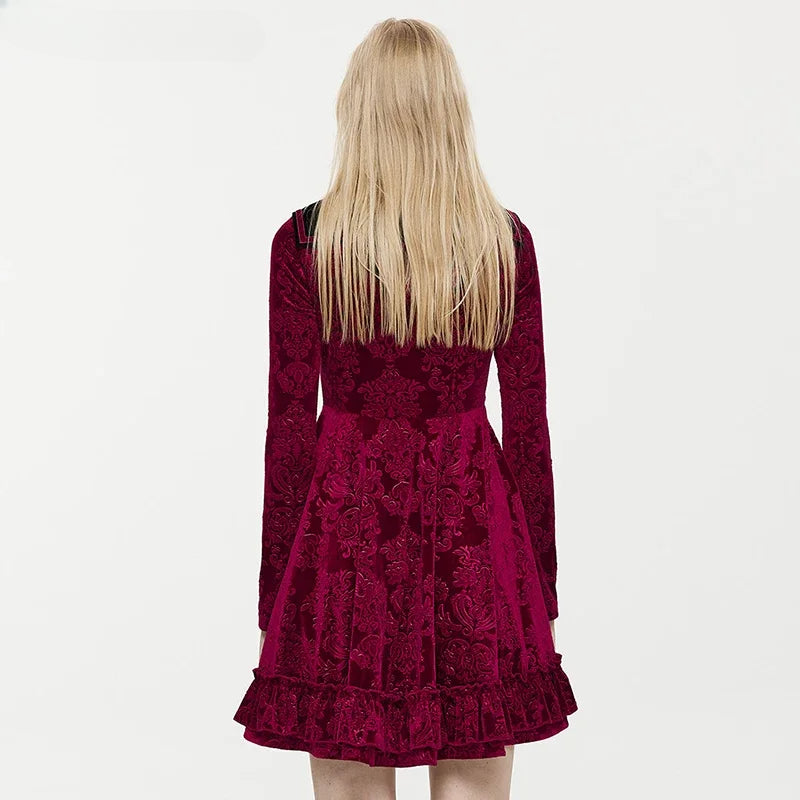 Bat Gothic Shaped Velvet Mysterious Mini Dress