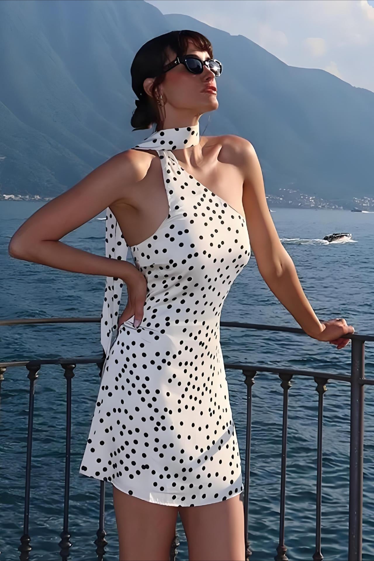 Dot Polka Halter Bodycon Mini Dress
