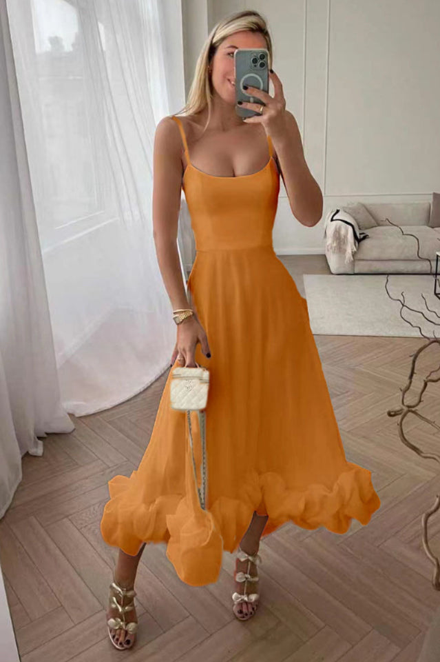 Bustier Flounce Midi Dress