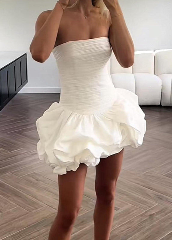 Strapless Celeste Bubble Mini DressRuched Bodice Party Silhouette