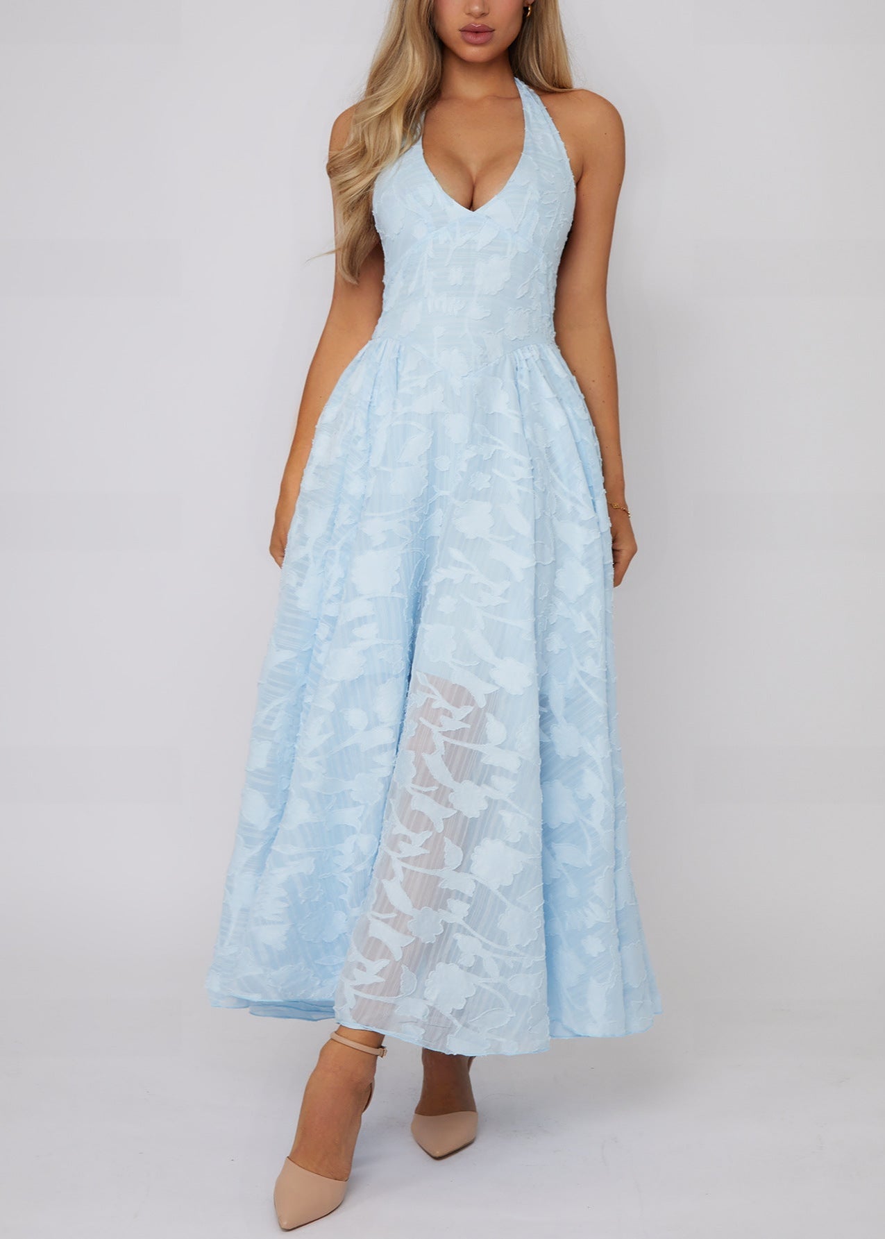 Halter Celeste Lace Maxi Dress