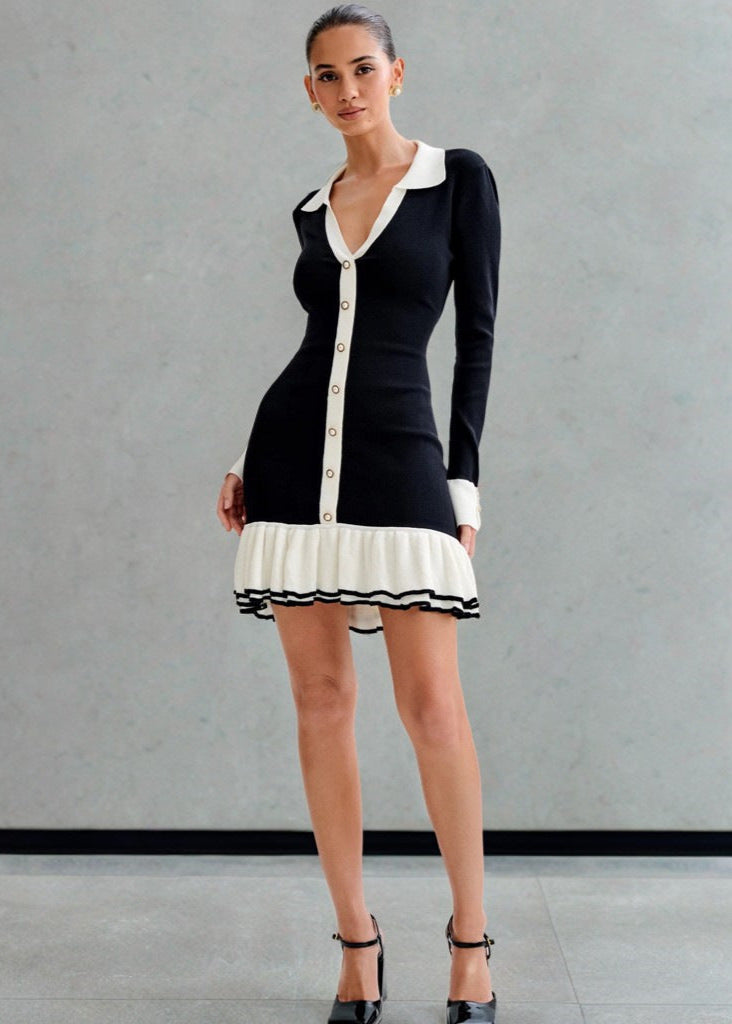 Contrast Celeste Trim Knit Dress