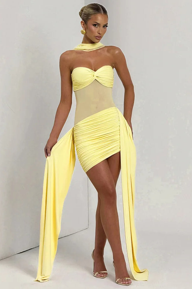 Ruched Strapless Mini Dress