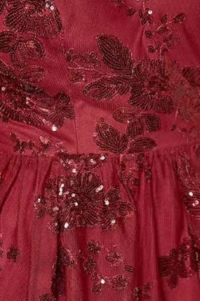 Sequins Burgundy Backless Mini Dress