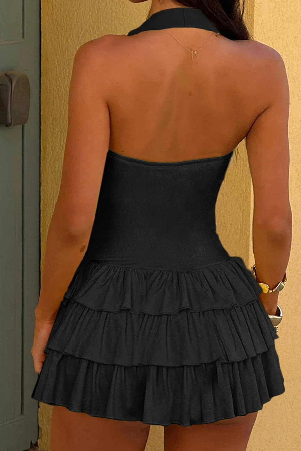 Ruffle Halter Hem Mini Dress