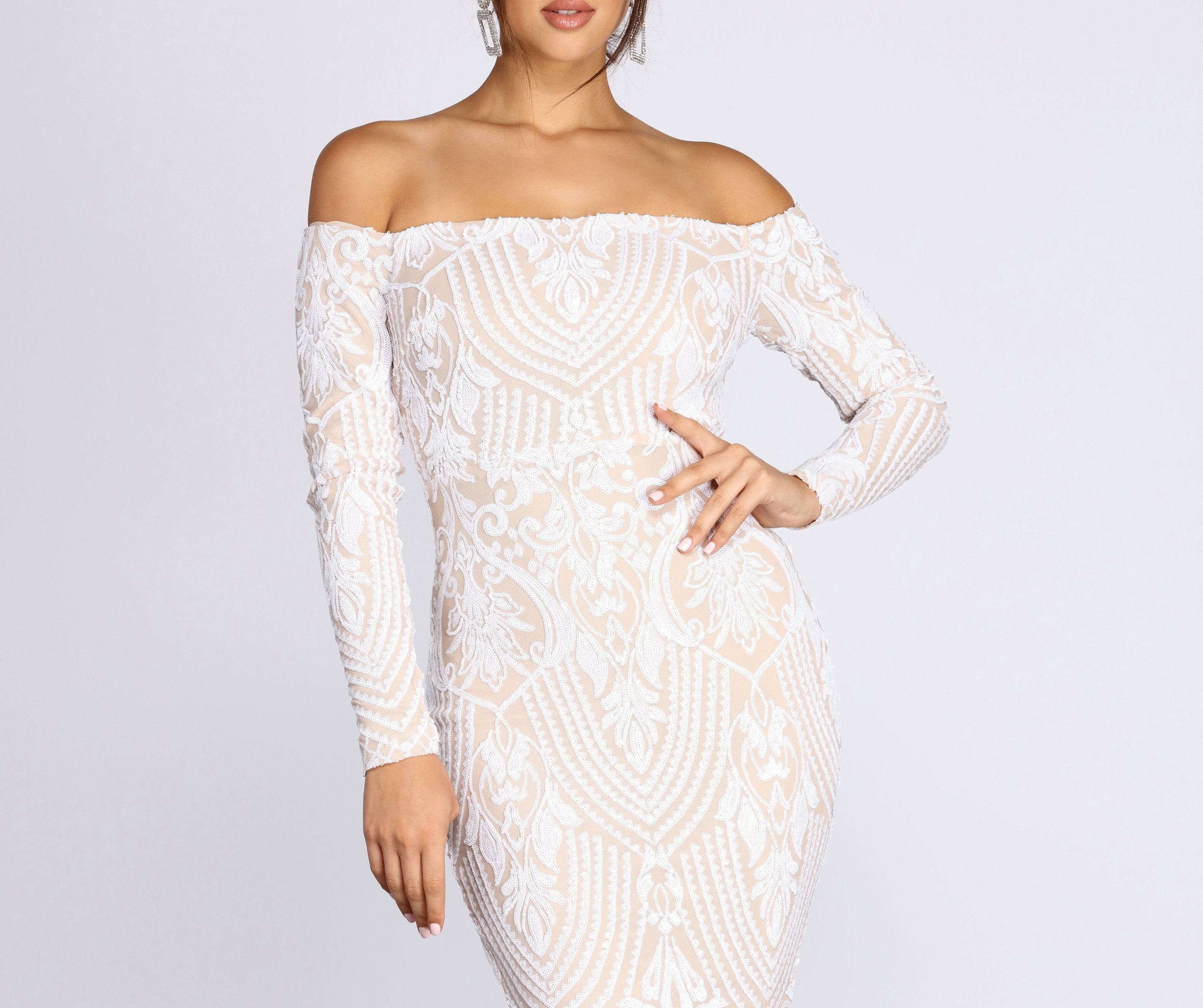 Sierra Sequin Off The Shoulder Stylish Dress