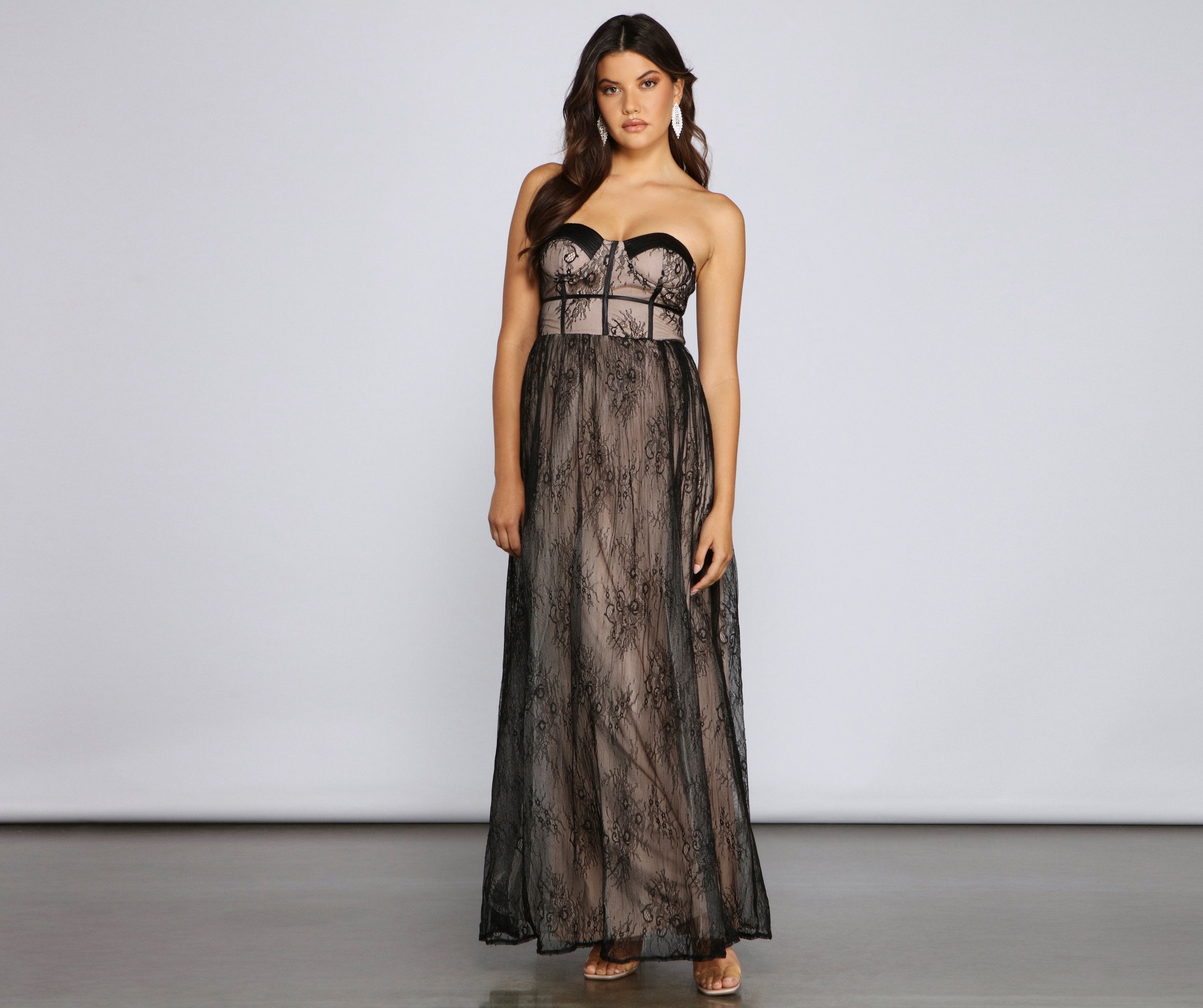 Laurel Stylish Lace Illusion Corset Dress