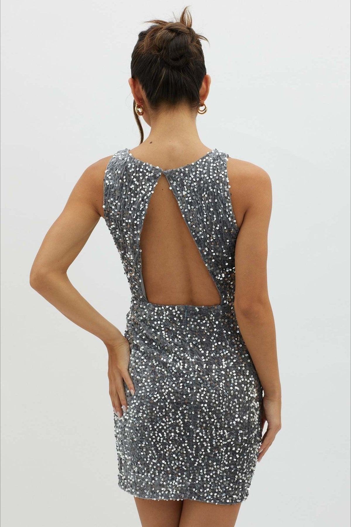 Sleeveless Backless Sequin Mini Dress