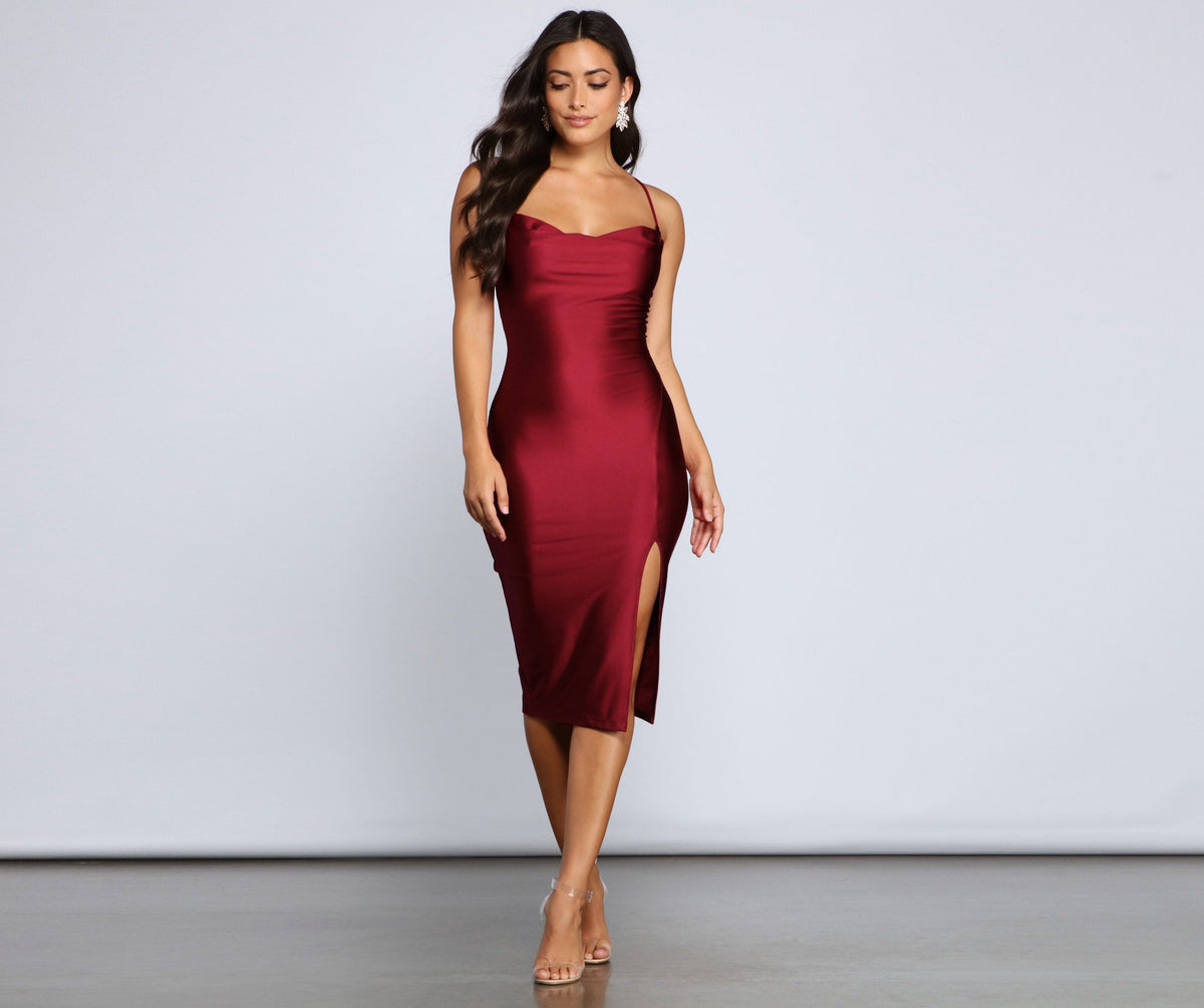 Up Serving Style High Slit Midi Dress