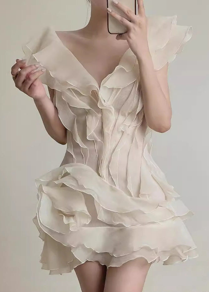 Ruffled Aurelia Organza Mini Dress
