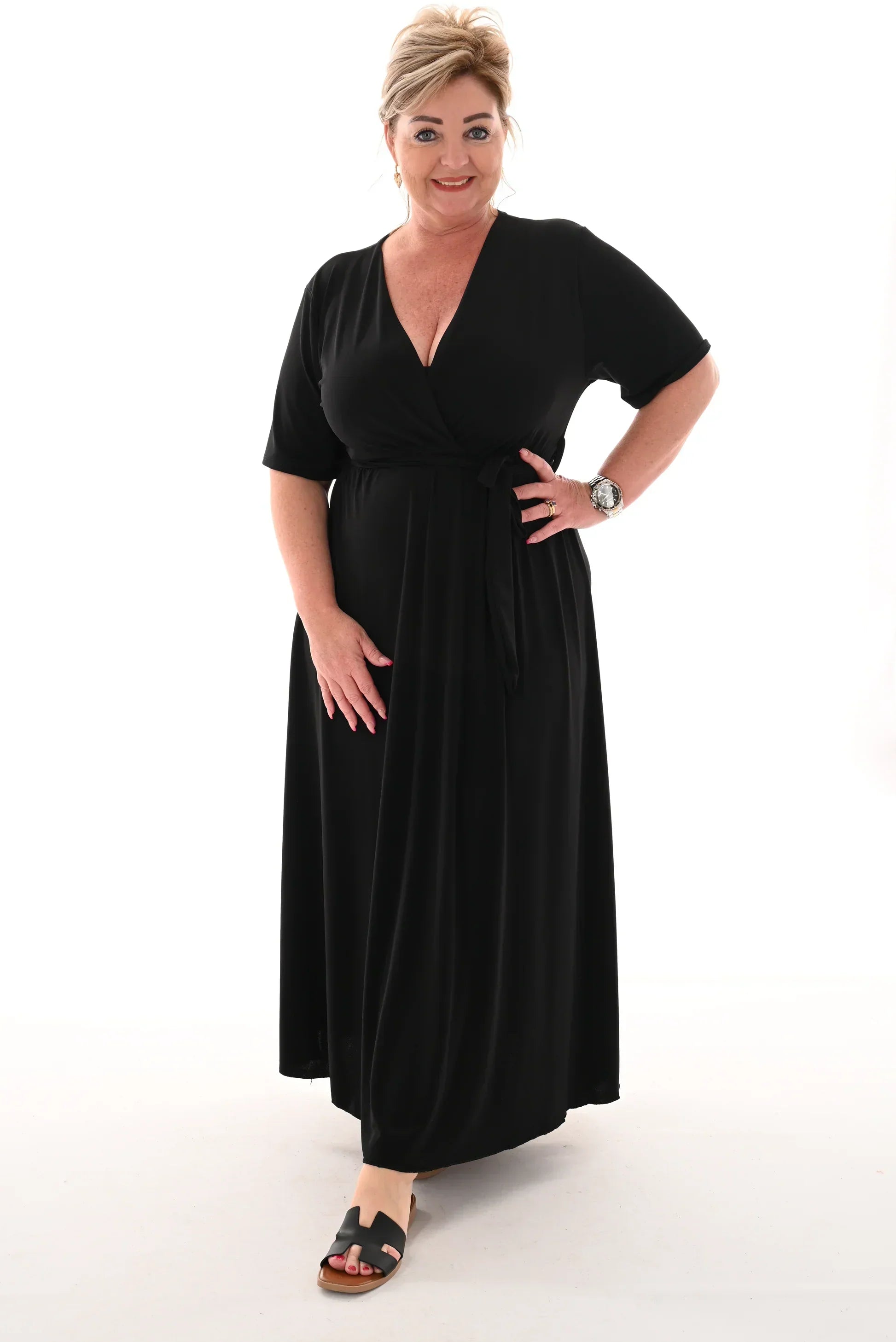 Leila Minimalist Maxi Dress Travel with Belt Premium Edit