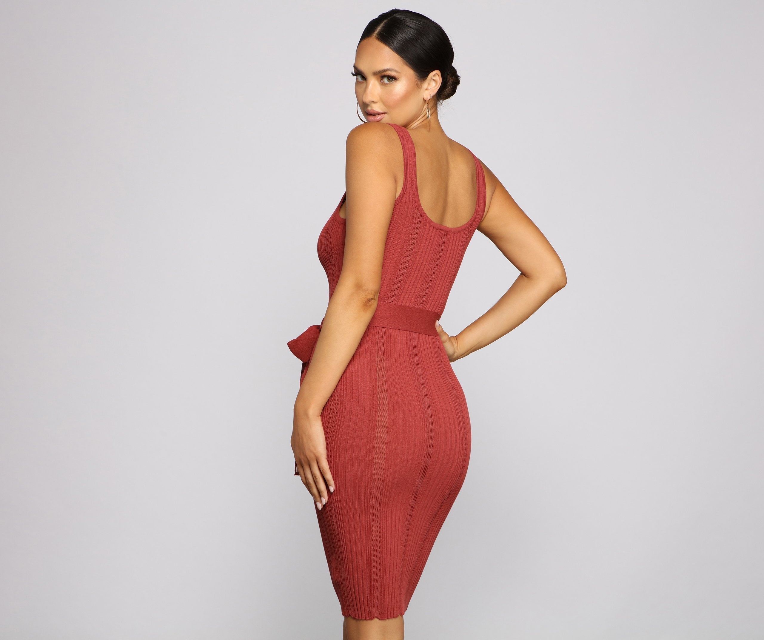 In Slay Style Ribbed Scoop Neck Midi Dress