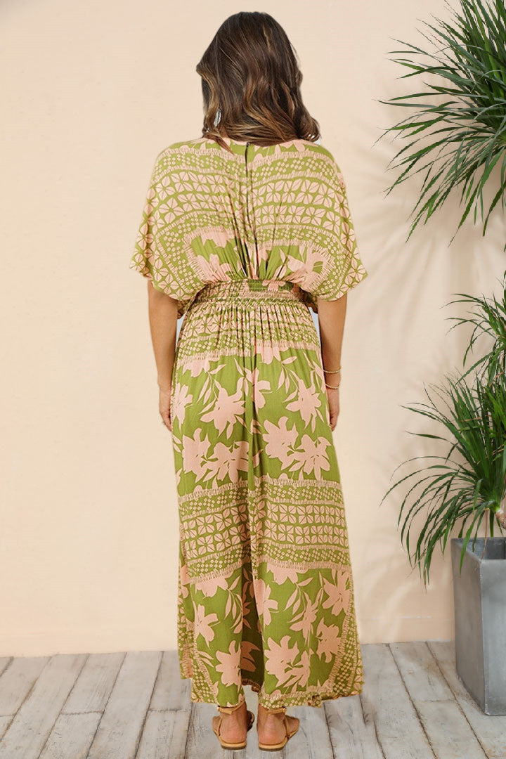 A World To See Flower Slit Midi Dress