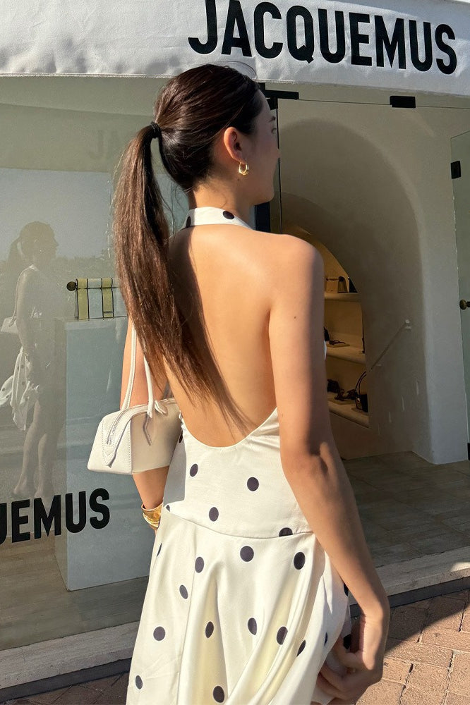 CNeck Halter Backless ALine Mini Dress