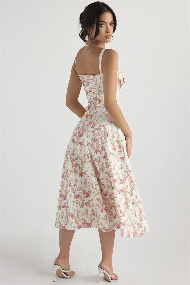 Refined Halter Maxi Floral Dress
