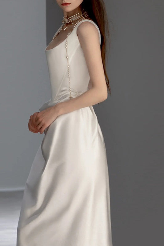 Minimalist High End Graceful Satin Wedding Dress