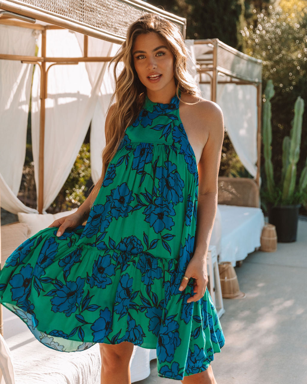 Ami Bloom Backless Halter Mini Dress