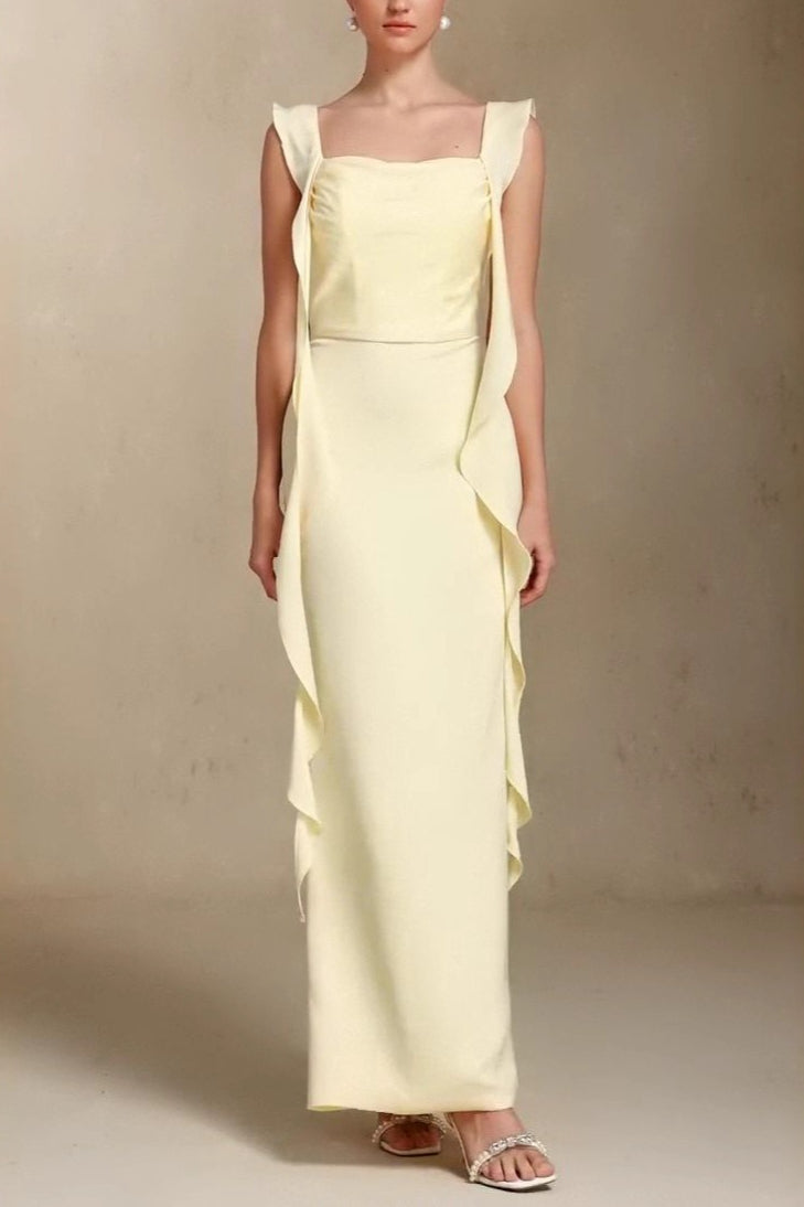 Graceful U Neck Sash Maxi Mermaid Prom Dress