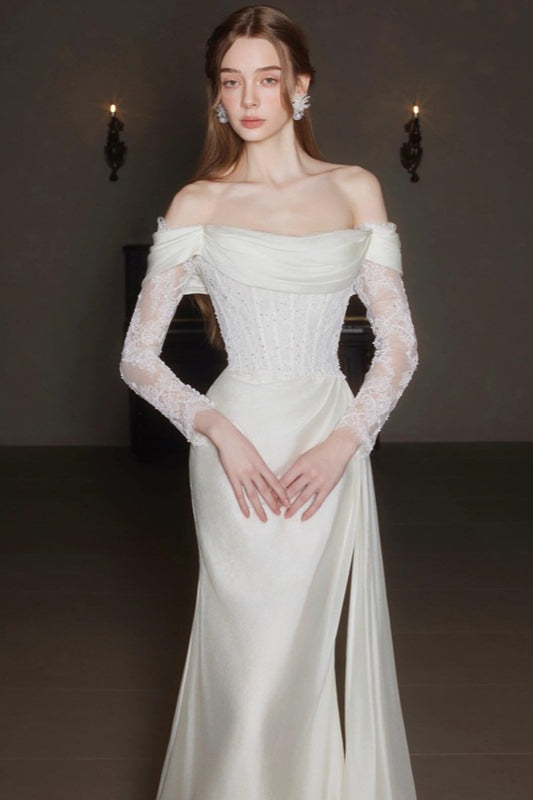 Graceful Off Shoulder Lace Wedding Dress