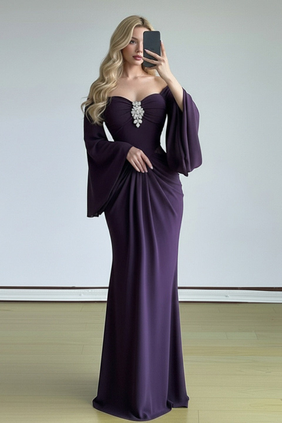 Bell Sleeved Tube Bodycon Prom Dress