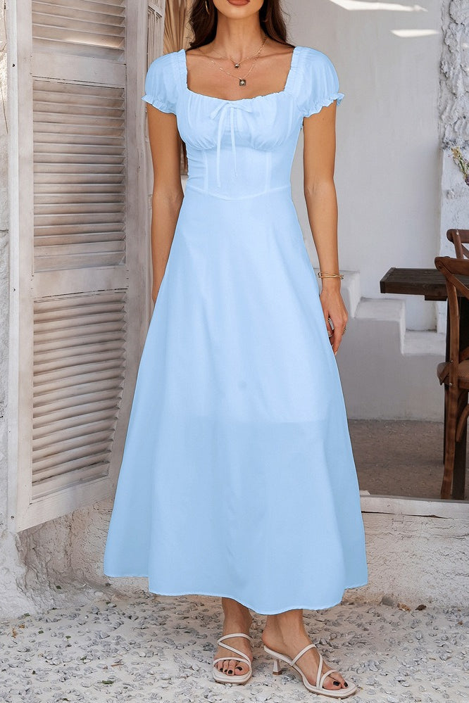 Ruched Edition Puff Sleeve Maxi Work Dress
