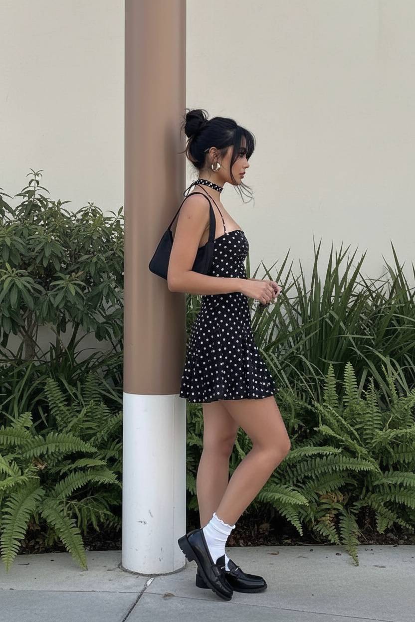 Dot Polka Halter Neck Backless Bodycon Mini Dress