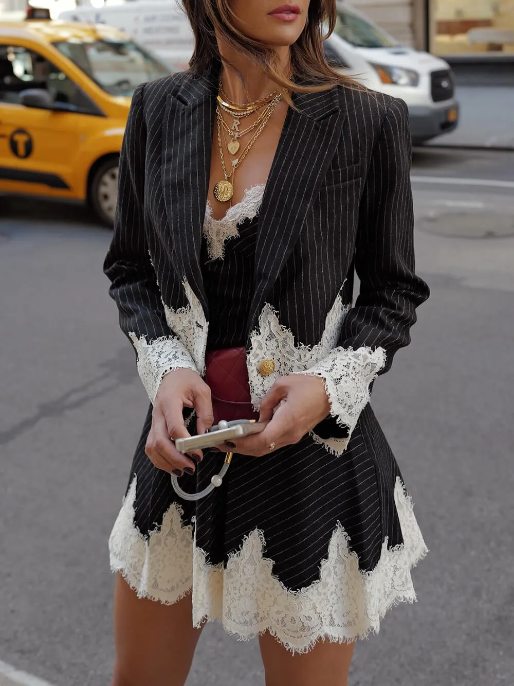 Striped Ella Lace Mini Dress