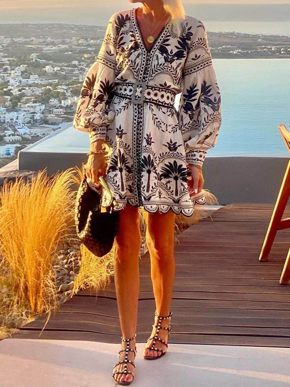 Printed Fashion Beach Loose Mini Dress