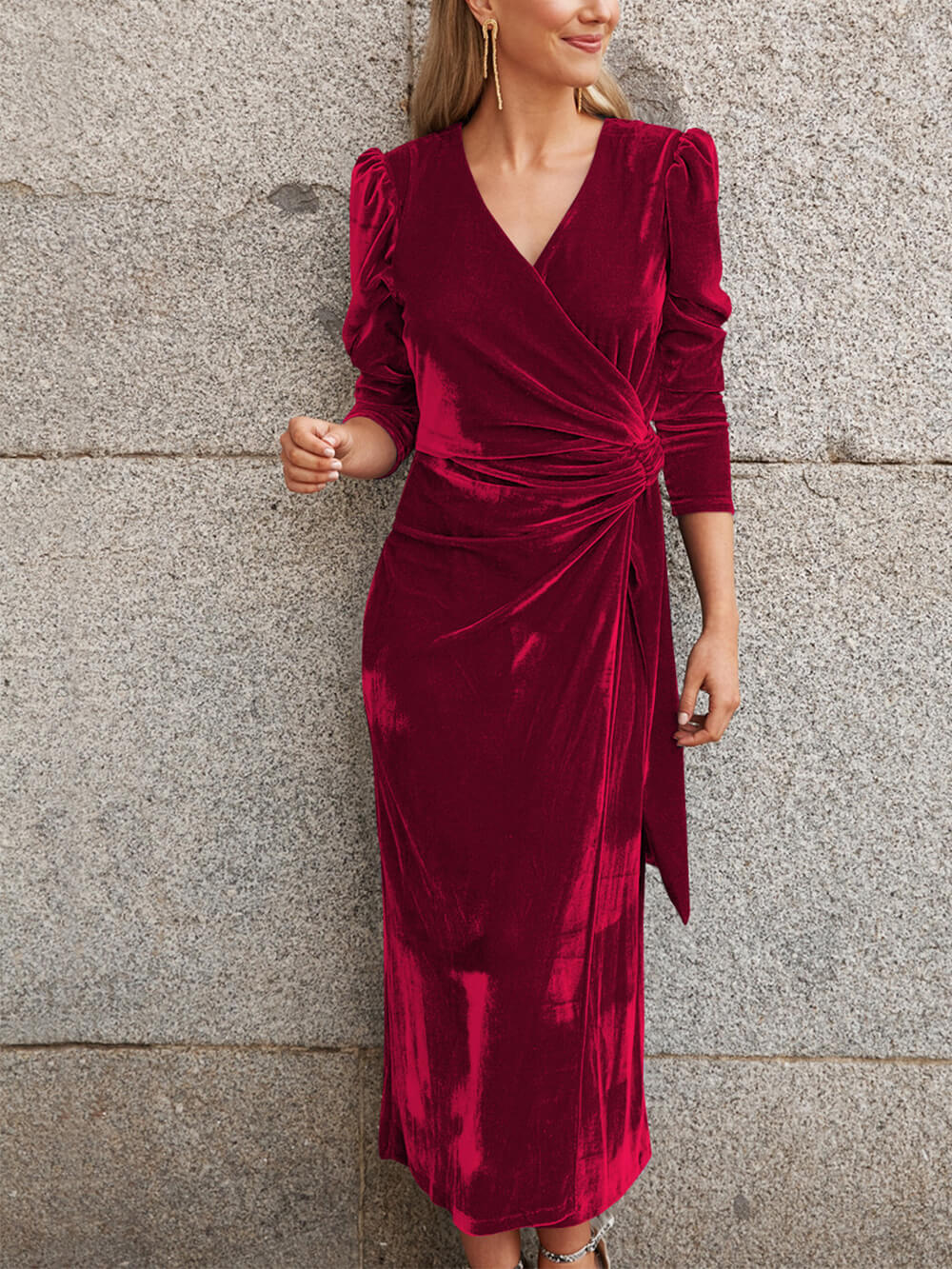 Elegance French Velvet Midi Dress