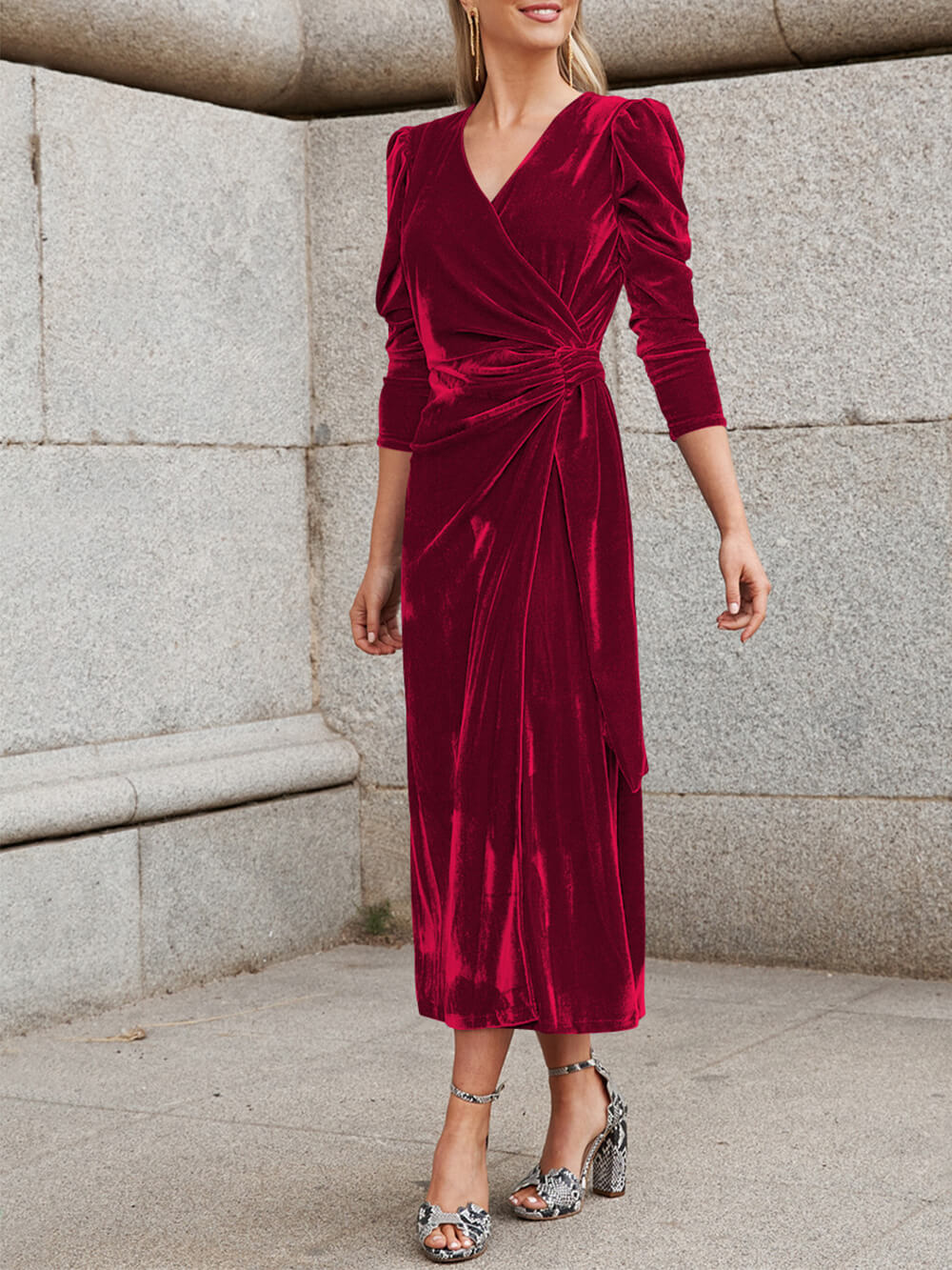 Elegance French Velvet Midi Dress