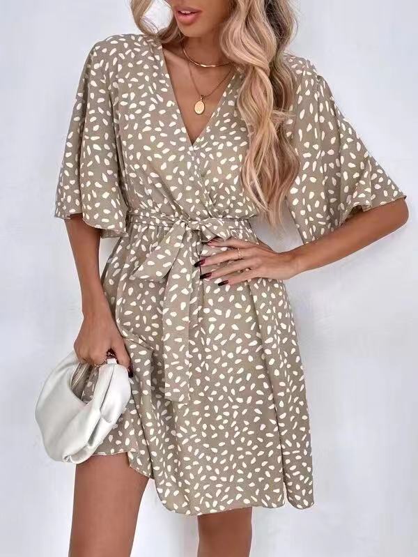 neck V Waist Fashion Versatile Boho Dress