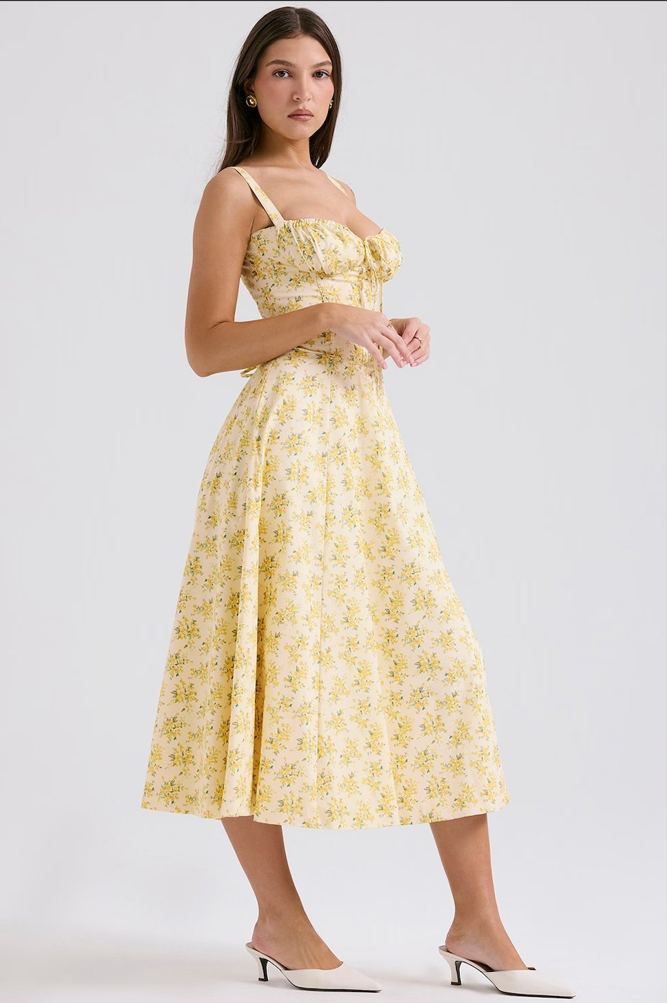 Print Rose Herringbone Slip Dress