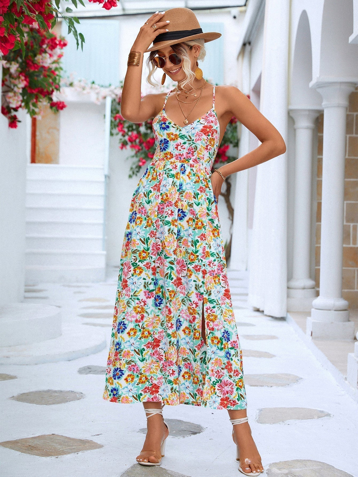 Backless Summer Split Halter Bohemian Dress