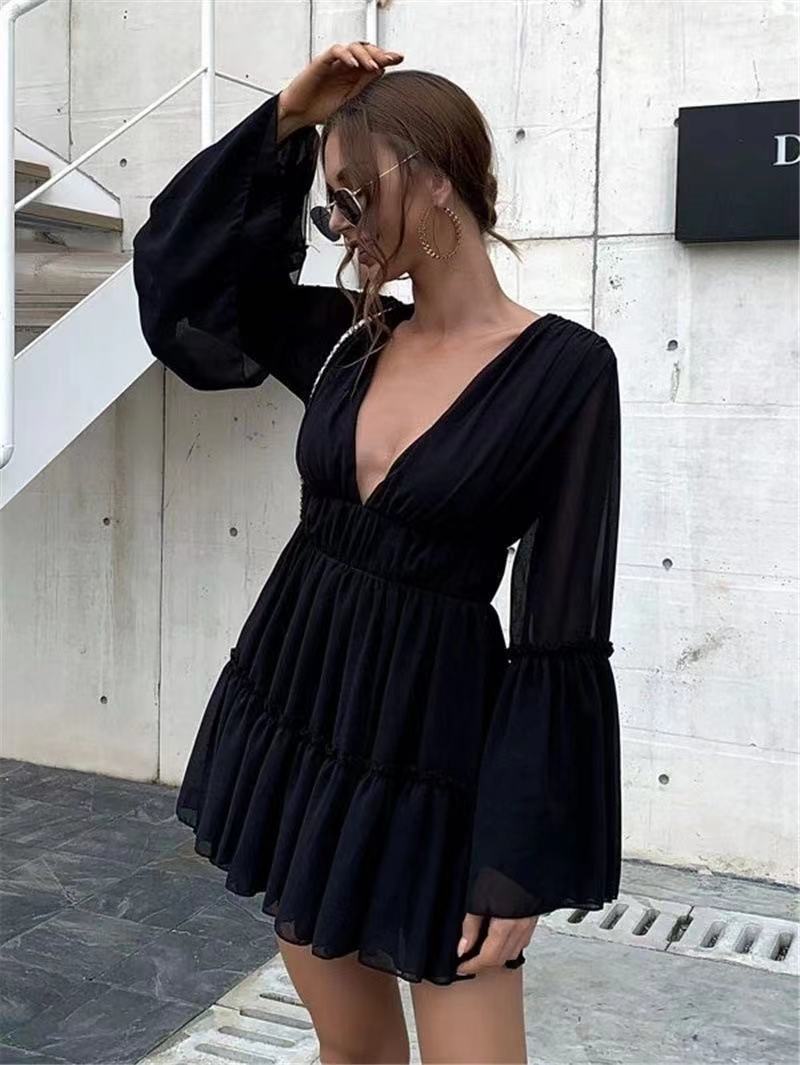 Attractive V neck Chiffon Beach Dress