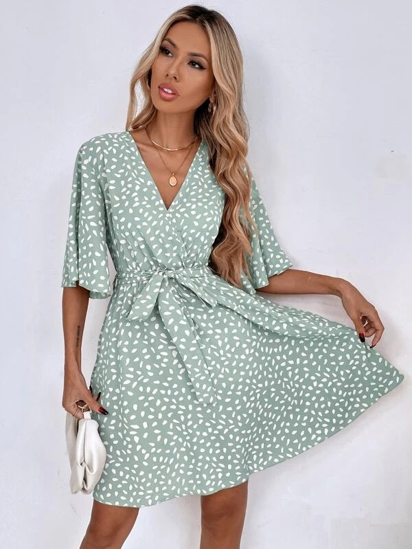 neck V Waist Fashion Versatile Boho Dress
